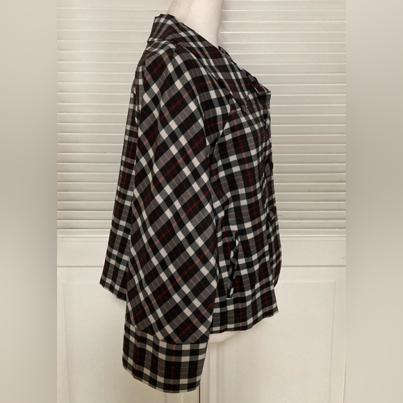 EUC John Paul Richard Black + Red & White Plaid Lightweight Jacket Size 14 - Picture 4 of 15